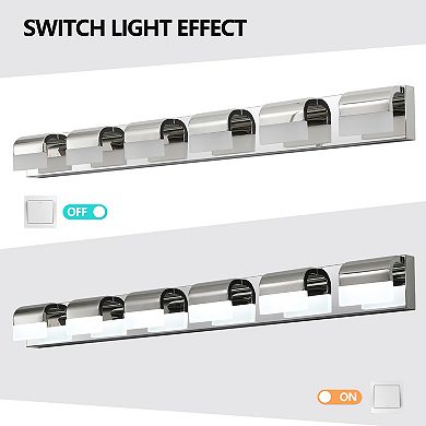 46.5" Chrome 6-Light LED Bathroom Vanity Light, Dimmable Modern Fixture for Over Mirror