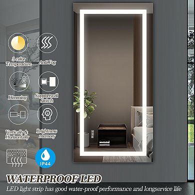 72" x 36" LED Bathroom Mirror Anti-Fog, Touch Sensor, Frameless Backlit with Dimmable Daylight