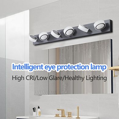 45" Modern 6-Light LED Vanity Light Sleek Black Bathroom Wall Fixture for Mirror, Shower