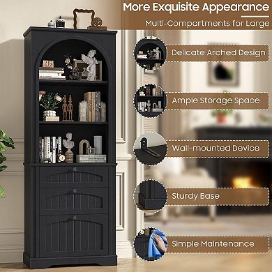 File Cabinet with 3-Tier Bookcase for Home Office Fits Letter/Legal/A4 Size Hanging File Folders