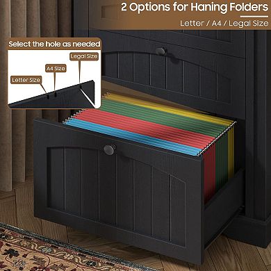 File Cabinet with 3-Tier Bookcase for Home Office Fits Letter/Legal/A4 Size Hanging File Folders