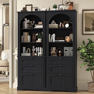 File Cabinet with 3-Tier Bookcase for Home Office Fits Letter/Legal/A4 Size Hanging File Folders