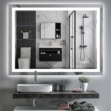 48" x 36" LED Bathroom Mirror, Anti-Fog, Touch Sensor, Frameless Backlit with Dimmable Colors