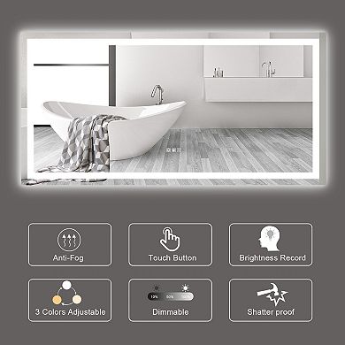 72" x 36" LED Bathroom Mirror Backlit with Dimmable Color Temperature, Touch Control