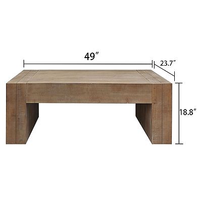KWPZQEB Rectangular Farmhouse Wood Coffee Table, 49 Inch
