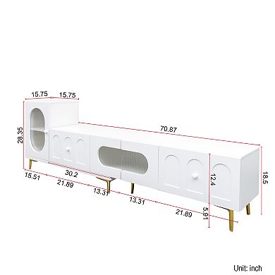 KWPZQEB Extendable TV Stand Luxury Entertainment Center with Multifunctional Storage Space