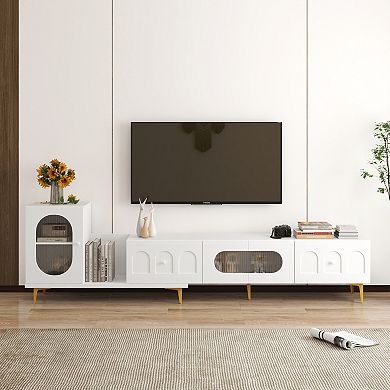KWPZQEB Extendable TV Stand Luxury Entertainment Center with Multifunctional Storage Space