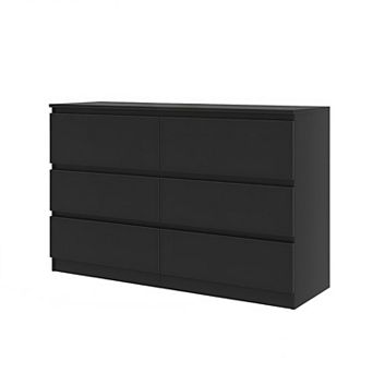 KWPZQEB Modern Wooden 6 Drawers Dresser with Concealed Handles for Bedroom