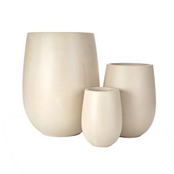 KWPZQEB Large Round Lightweight MGO Outdoor Planter Set of 3, Outdoor Indoor