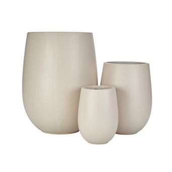 KWPZQEB Large Round Lightweight MGO Outdoor Planter Set of 3, Outdoor Indoor