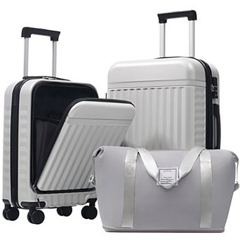 KWPZQEB Hardside Carry on Suitcase Set 3 pc 20+24 Inch with Travel Bag & USB Port