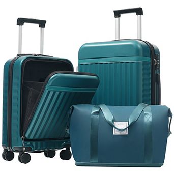 KWPZQEB Hardside Carry on Suitcase Set 3 pc 20+24 Inch with Travel Bag & USB Port