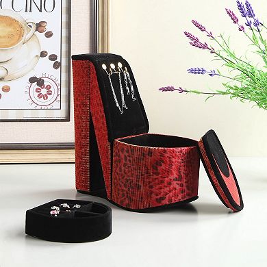 KWPZQEB High Heel Shoe Design Jewelry Box Display Jewel Case with 3 Hooks