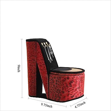 KWPZQEB High Heel Shoe Design Jewelry Box Display Jewel Case with 3 Hooks
