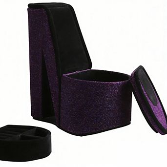 KWPZQEB High Heel Shoe Design Jewelry Box Display Jewel Case with 3 Hooks