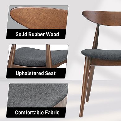 KWPZQEB Mid Century Modern Ergonomic Back Dining Chair with Plush Cushions, Set of 2