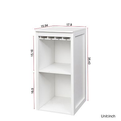 KWPZQEB Retro Wine Bar Cabinet with Wine Glass Rack, 2 Tier Buffet Cabinet for Dining Room