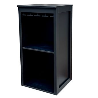 KWPZQEB Retro Wine Bar Cabinet with Wine Glass Rack, 2 tier Buffet Cabinet for Dining Room