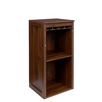 KWPZQEB Retro Wine Bar Cabinet with Wine Glass Rack, 2 tier Buffet Cabinet for Dining Room