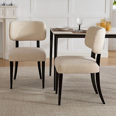 KWPZQEB Wooden Barrel-Shaped Backrest Upholstered Kitchen Chairs, 2PCS