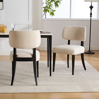 KWPZQEB Wooden Barrel-Shaped Backrest Upholstered Kitchen Chairs, 2PCS