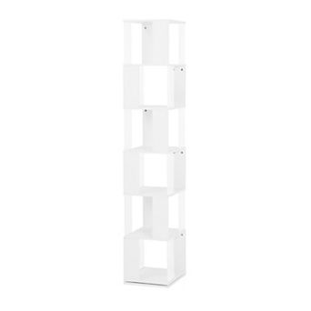 KWPZQEB Rotating Acrylic Plate Cube Storage Bookshelf, 6 tier