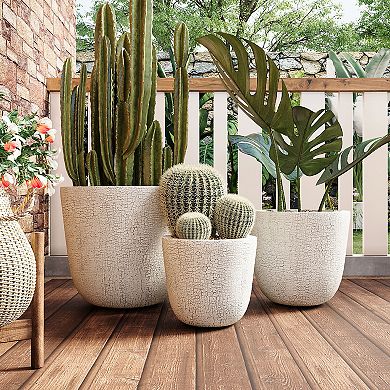 KWPZQEB Planter Set of 3 with Drainage Holes and Rubber Plug, Stackable