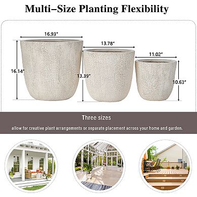 KWPZQEB Planter Set of 3 with Drainage Holes and Rubber Plug, Stackable