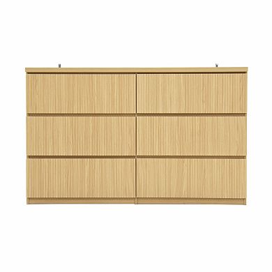 KWPZQEB Wood Wave Panel 6 Drawer Dresser, Home Storage Solution