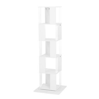 KWPZQEB Rotating Acrylic Plate Cube Storage Bookshelf, 5 tier