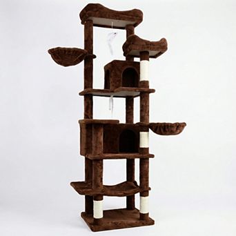 KWPZQEB Indoor Plush Cat Tower Multi-Level Cat Tree with Hammocks, 68 Inch Tall