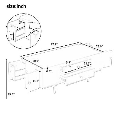 KWPZQEB Rustic Coffee Table with 2 Side Hidden Storage Compartments & 4 Drawers for Living Room