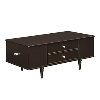 KWPZQEB Rustic Coffee Table with 2 Side Hidden Storage Compartments & 4 Drawers for Living Room