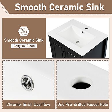 KWPZQEB Modern 24 Inch Vanity Sink Unit with 3 Soft-closing Drawers