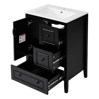 KWPZQEB Modern 24 Inch Vanity Sink Unit with 3 Soft-closing Drawers