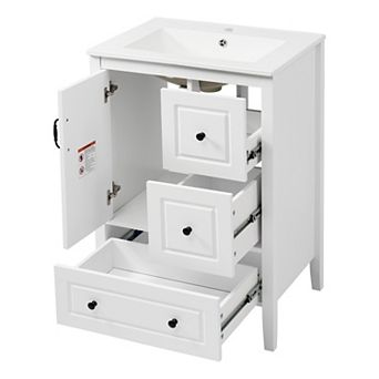 KWPZQEB Modern 24 Inch Vanity Sink Unit with 3 Soft-closing Drawers
