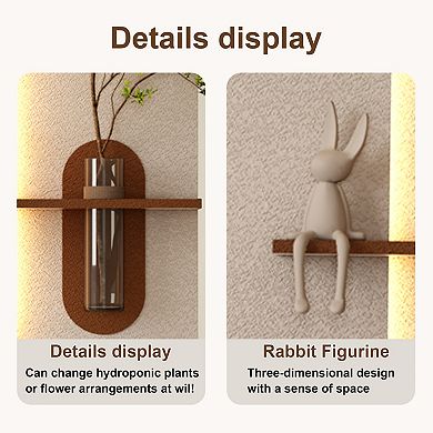 KWPZQEB Sandstone Wall Decor with Adjustable 3-Color LED & Simulated Green Plants for Hallway