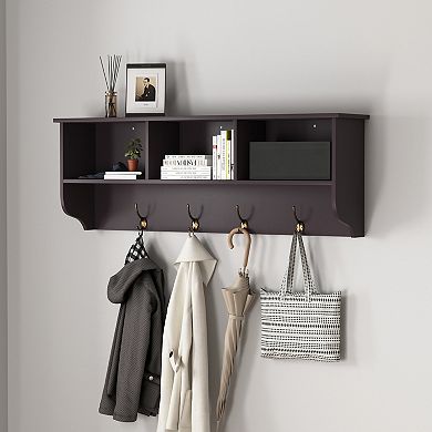KWPZQEB Entryway Wall Mounted Storage Shelf with 4 Dual Hooks