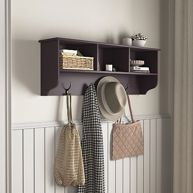 KWPZQEB Entryway Wall Mounted Storage Shelf with 4 Dual Hooks