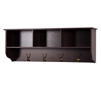 KWPZQEB Entryway Wall Mounted Storage Shelf with 4 Dual Hooks