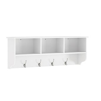 KWPZQEB Entryway Wall Mounted Storage Shelf with 4 Dual Hooks