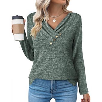 Zeagoo Women's Trendy Long Sleeve V Neck Tunic Tops Casual Fall Pullover Sweatshirts