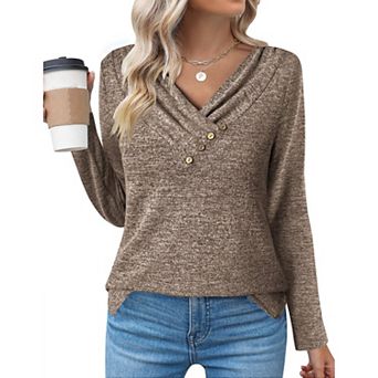 Zeagoo Women's Trendy Long Sleeve V Neck Tunic Tops Casual Fall Pullover Sweatshirts