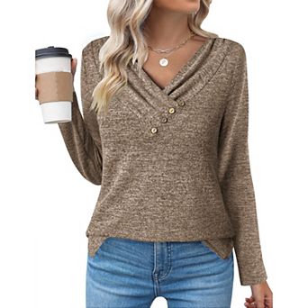 Zeagoo Women's Trendy Long Sleeve V Neck Tunic Tops Casual Fall Pullover Sweatshirts