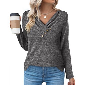 Zeagoo Women's Trendy Long Sleeve V Neck Tunic Tops Casual Fall Pullover Sweatshirts