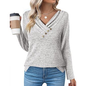 Zeagoo Women's Trendy Long Sleeve V Neck Tunic Tops Casual Fall Pullover Sweatshirts