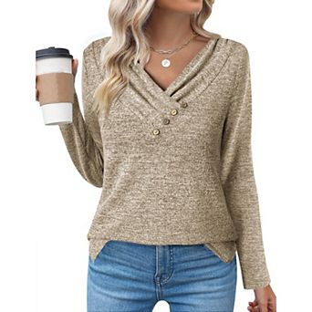 Zeagoo Women's Trendy Long Sleeve V Neck Tunic Tops Casual Fall Pullover Sweatshirts