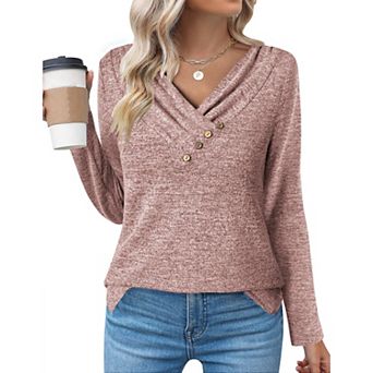 Zeagoo Women's Trendy Long Sleeve V Neck Tunic Tops Casual Fall Pullover Sweatshirts