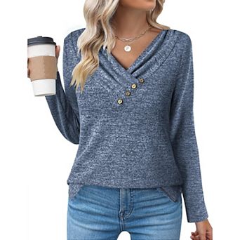 Zeagoo Women's Trendy Long Sleeve V Neck Tunic Tops Casual Fall Pullover Sweatshirts