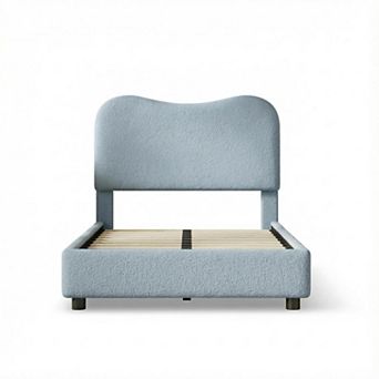 Bed Frame with Berber Fleece Upholstered Headboard